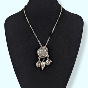 (2/$20) Dangling Shell Swirl Pendant Necklace